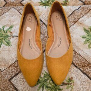 Time & Tru Memory Foam Mustard Yellow Flats  7.5